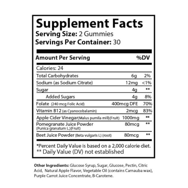 Apple Cider Vinegar Gummies Supplement Facts