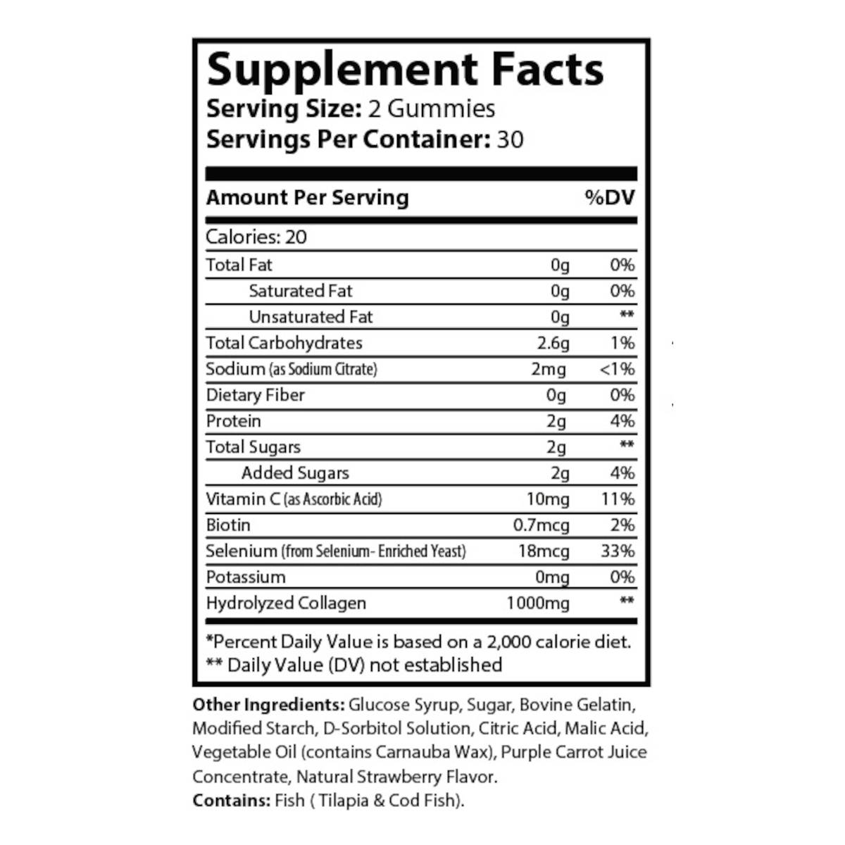 Collagen 60 Gummies Supplement Facts